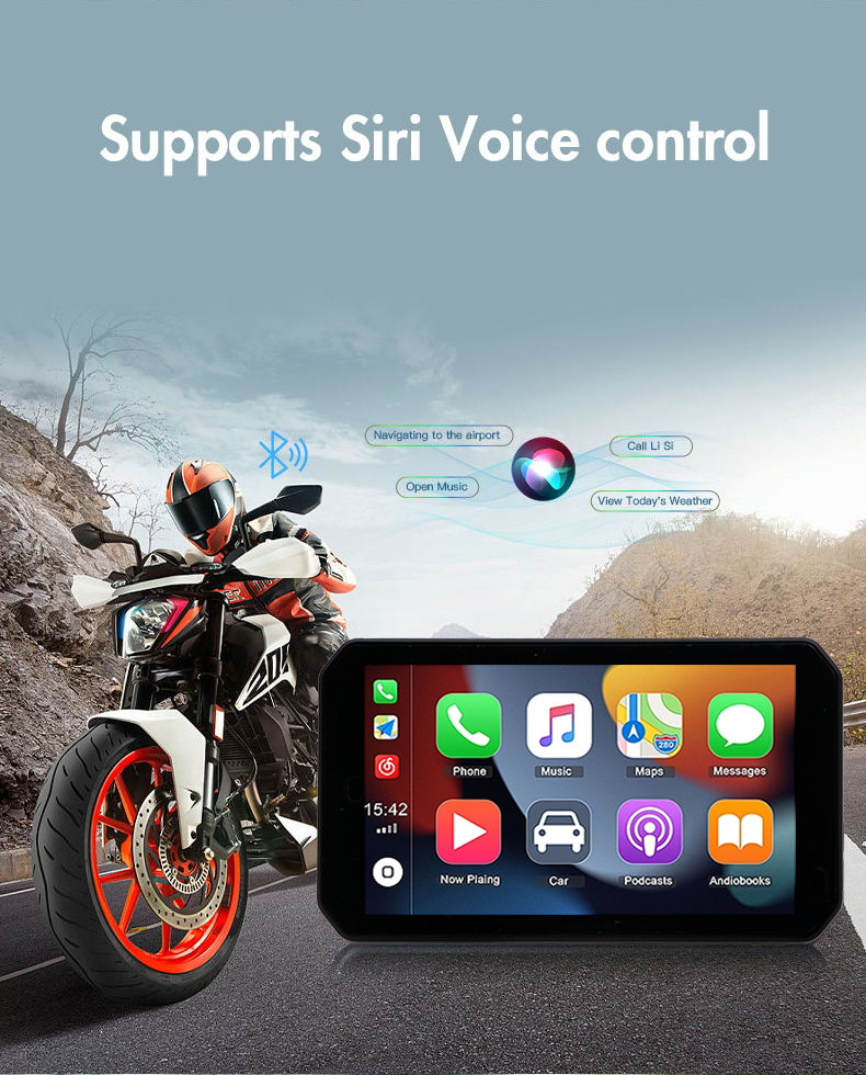 5 inch IPS Screen Waterproof Wireless Carplay Motorbike GPS Navigation Multimedia Player for motocycle