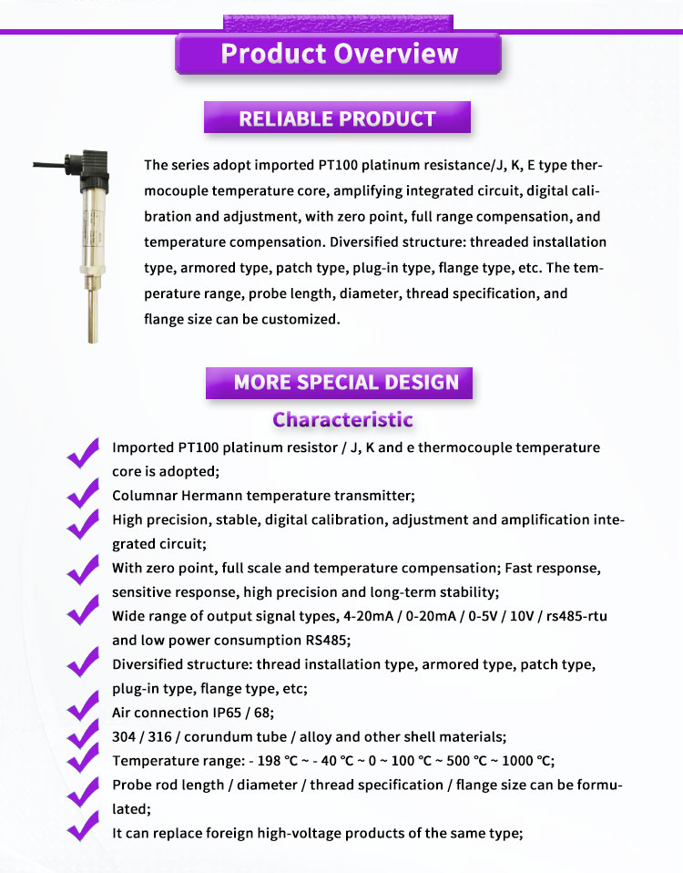 24VDC Power Supply UBW400Y UNIVO Probe for High Precision Temperature Transmitter Sensors