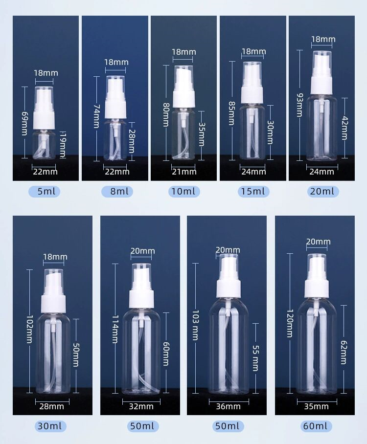 PET Empty Plastic Mist Spray Botle clear Perfume alcohol Refillable Plastic Spray Bottles with Fine Mist Sprayer Pump
