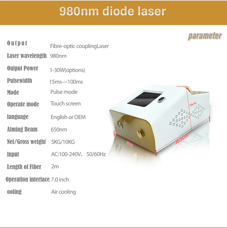 60W Laser Spider Vein Removal Machine For Vascular High Power Diode 980nm