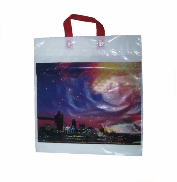 Hand Reinforced recycled disposable Customized Printing Logo Plastic shopping Die Cut Bag