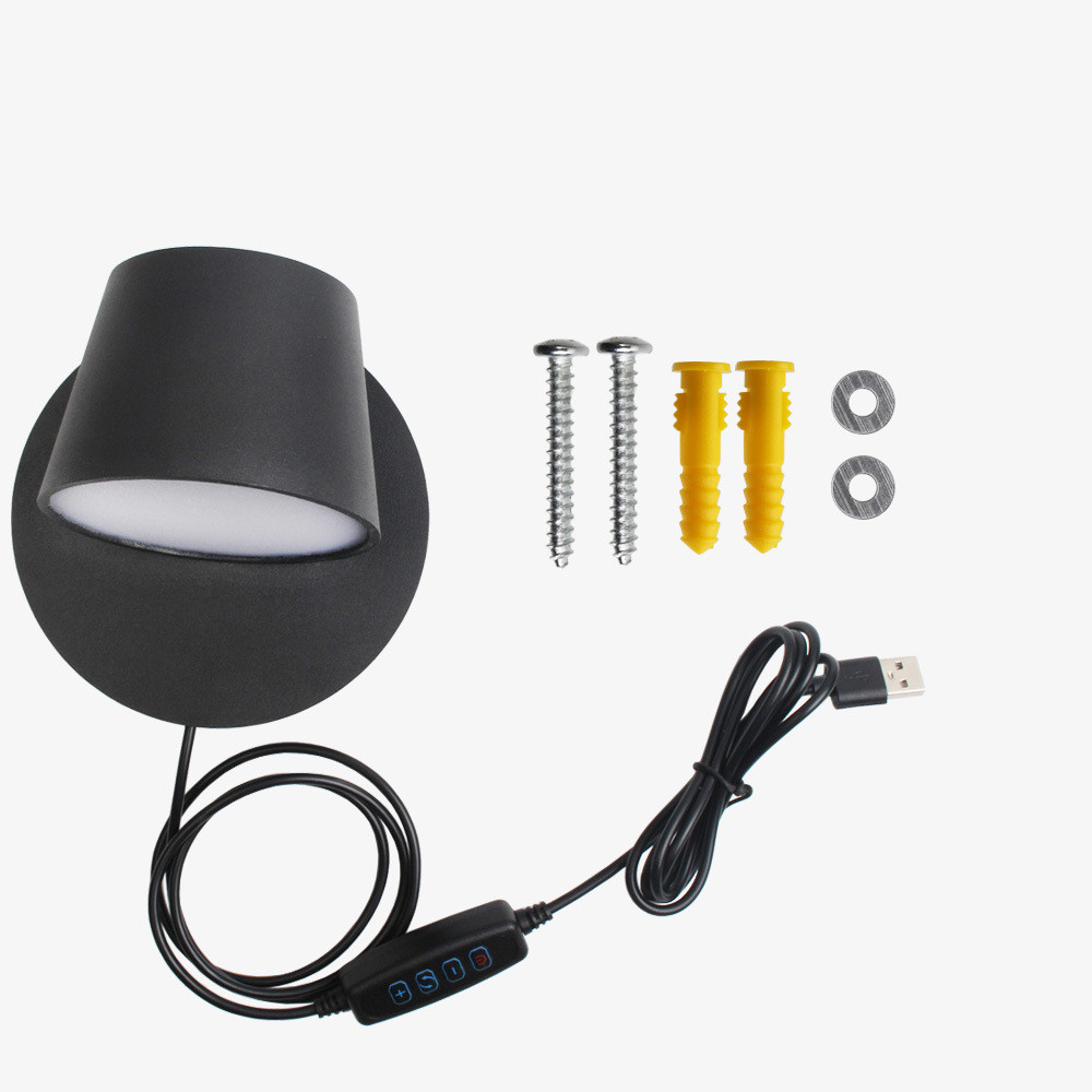 Interior headboard Reading Wall lamp Rotating Wall Lamps USB plug dimmable Color temperature wall Light