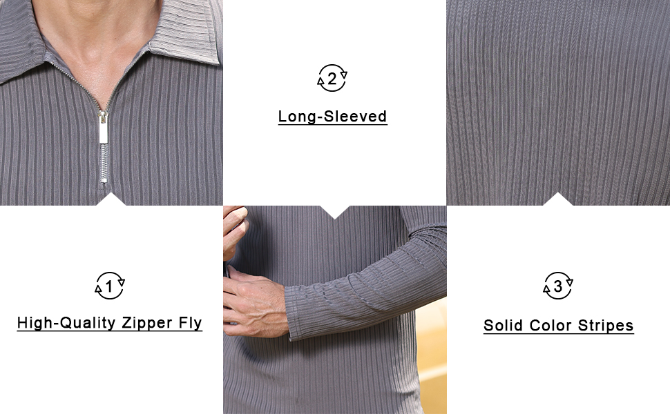 Custom Polo T Shirt for Men Luxury Half Zip Up Neck Ribbed Business Casual Tee Shirts