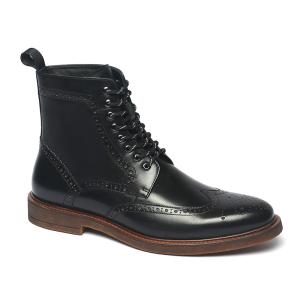 China Black Lace-up Anti Skid Mens Leather Durable Dress Boot wholesale