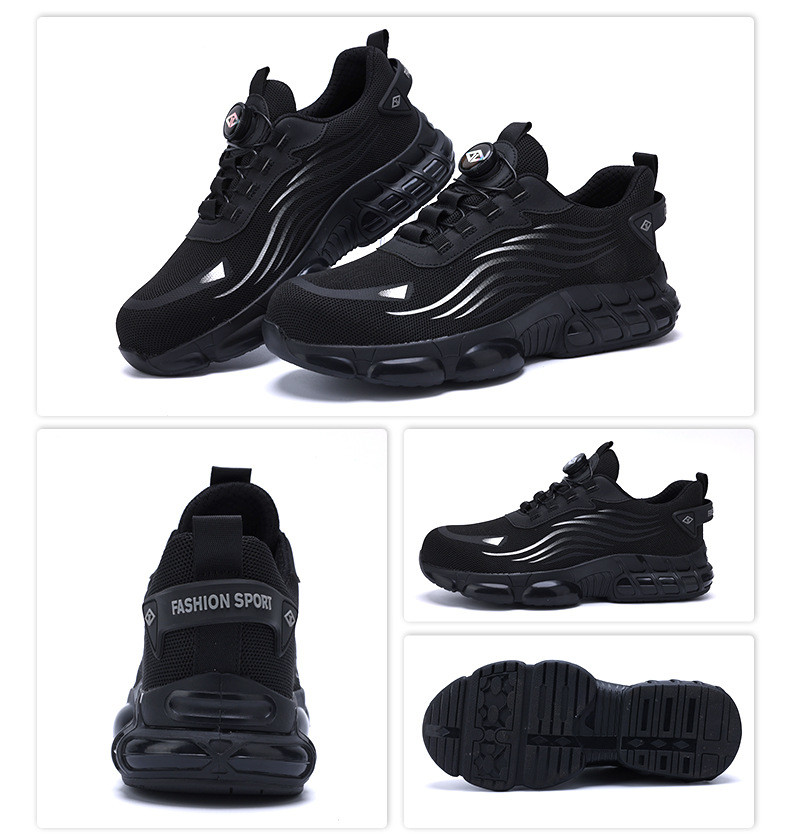 Industrial Safety Shoes Black Flying Knit Work Shoes BOA Button Safety Shoes TPU Work Shoes Midsole Kevlar