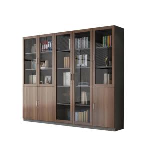 China Dark Brown Glass Door File Cabinet 6 Door CEO Large Wood Filing Cabinet wholesale