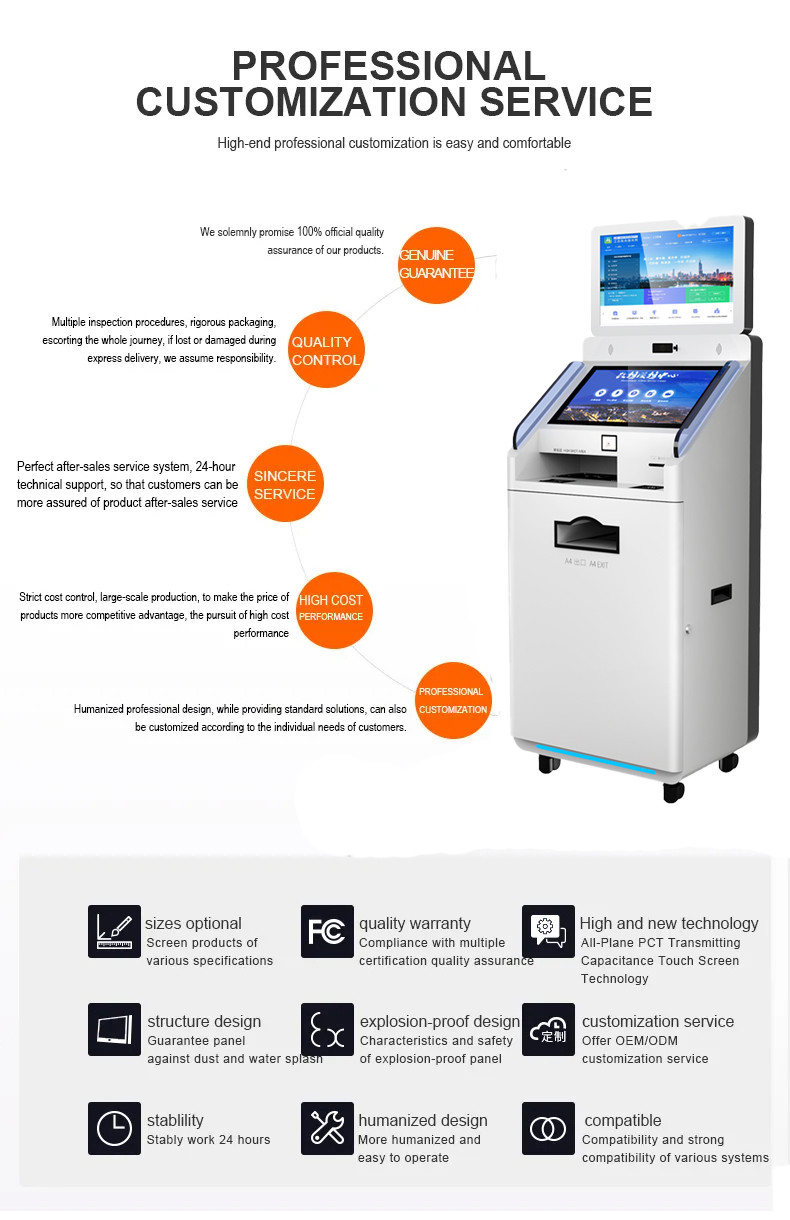Self Printing Scanner Pay Service Touch Screen Self Service Print Terminal Kiosk