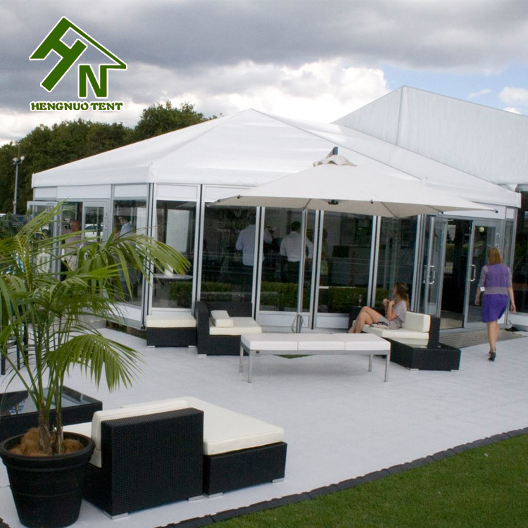 Hexagon Top Arabian Style Tents Rainproof Commercial Marquee With Glass Walls