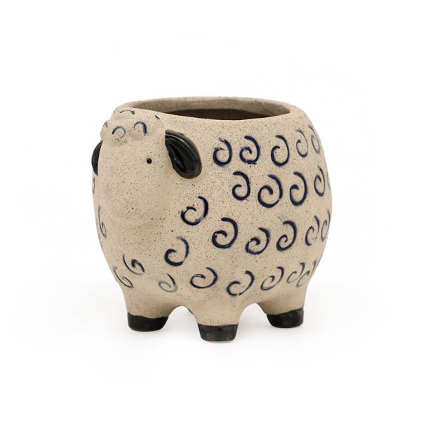 Wholesale hot sale lovely instagram 3D unique sheep succulent flower pot in pottery clay ceramic