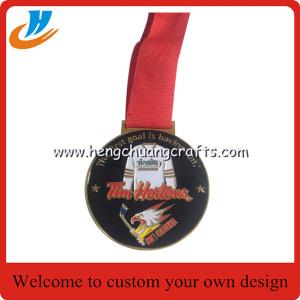 China Zinc alloy sports medal,50mm football medals for match with ribbon wholesale