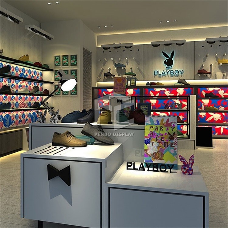 Plywood OEM Footwear Display Rack For Shoes Marble Stone