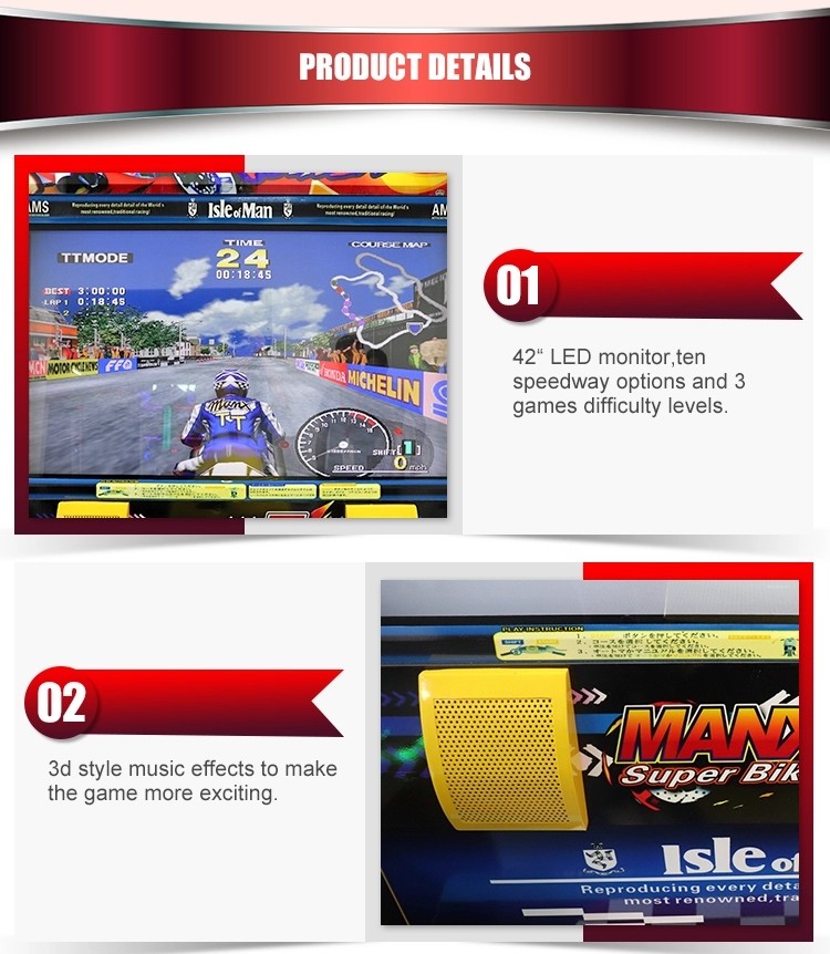42 LCD FT Motor Car Driving Arcade Machine , Two Players Super Bike 2 Moto Simulator