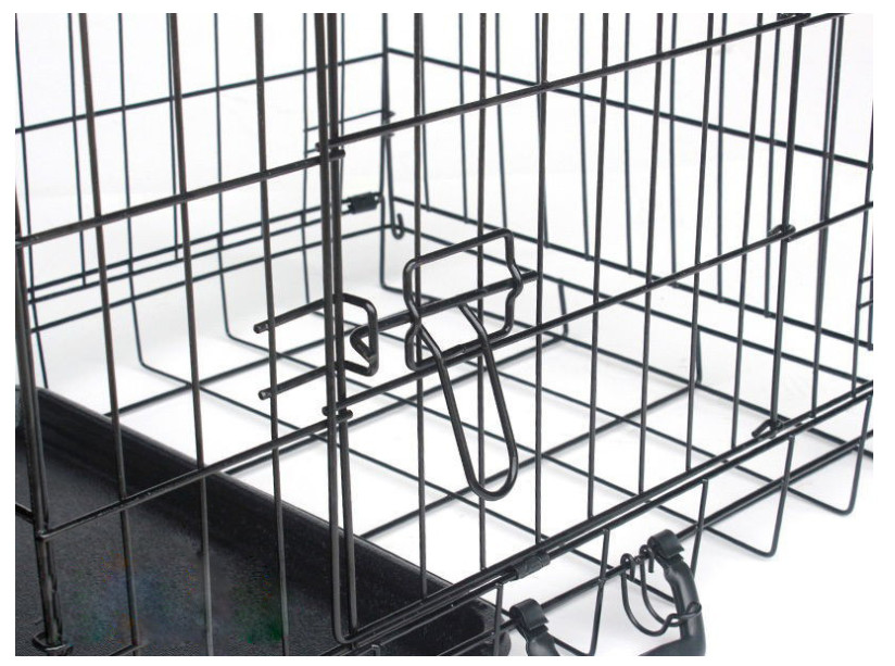48'' Black Powder Coated Wire Mesh Small Size Dog Kennel with ABS Plastic Tray with One door/Two door/Three door