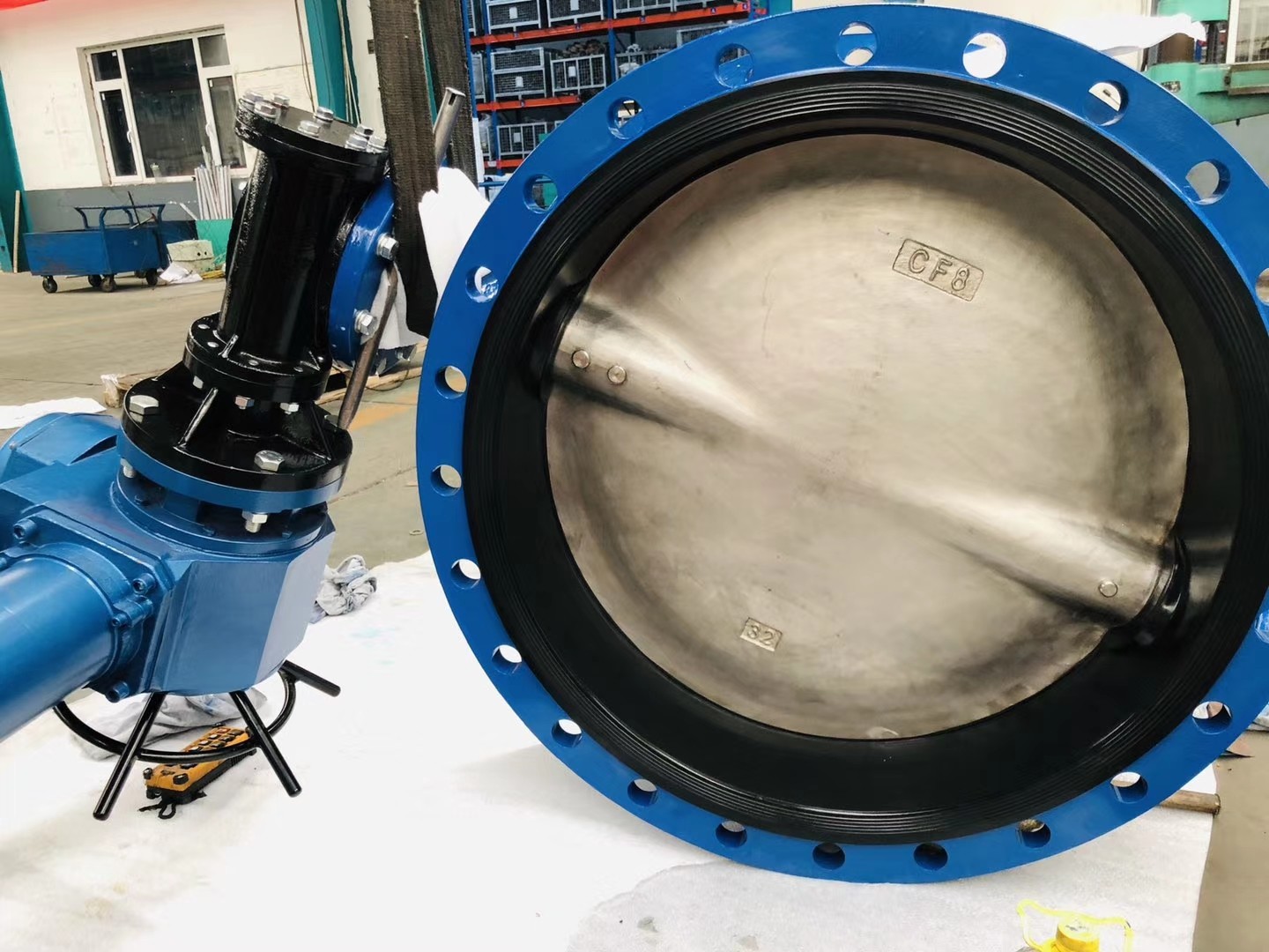 Ptfe Coated Lining Split Body Pneumatic Actuator Wafer Butterfly Valve