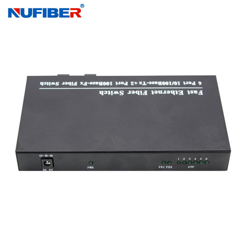 10/100M 6 port rj45+2 fiber port dual fiber SM 1310nm 20km optical fiber ethernet switch