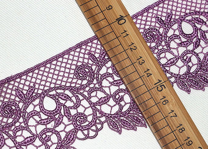 Customized DTM Floral Embroidered Guipure Lace Trim Ribbon For Bridal Dress 7 CM Width