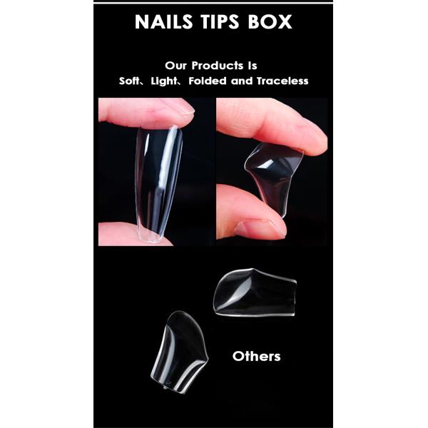 Acrylic Easy Tapered Long Clear XL XXL XXXL Straight No Non C Curve Square Nail Tips Stiletto Nail Tip Full Coverage