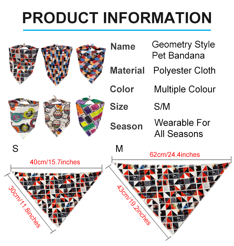 100% Cotton Personalized Pet Bandana Breathable Dog Handkerchief Collar
