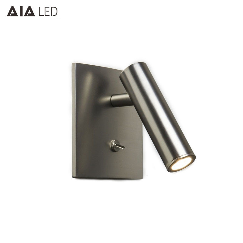 Simple recessed mounted knob switch 3W led wall lamp bed wall reading light for bedroom decoration