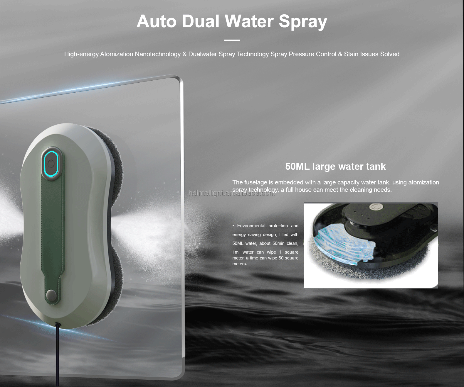 65dB 72W Remote Control Window Washer Customized Logo Automatic Window Cleaner Robot