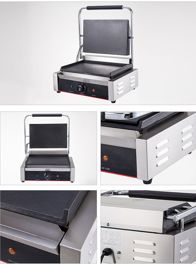 220V Commercial Stainless Steel Single Contact Grill Electric Panini Sandwich Press