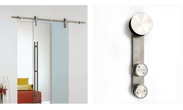 Frameless Glass Shower Room Rolling Barn Sliding Door Track Hardware Kit with Acrylic Tray