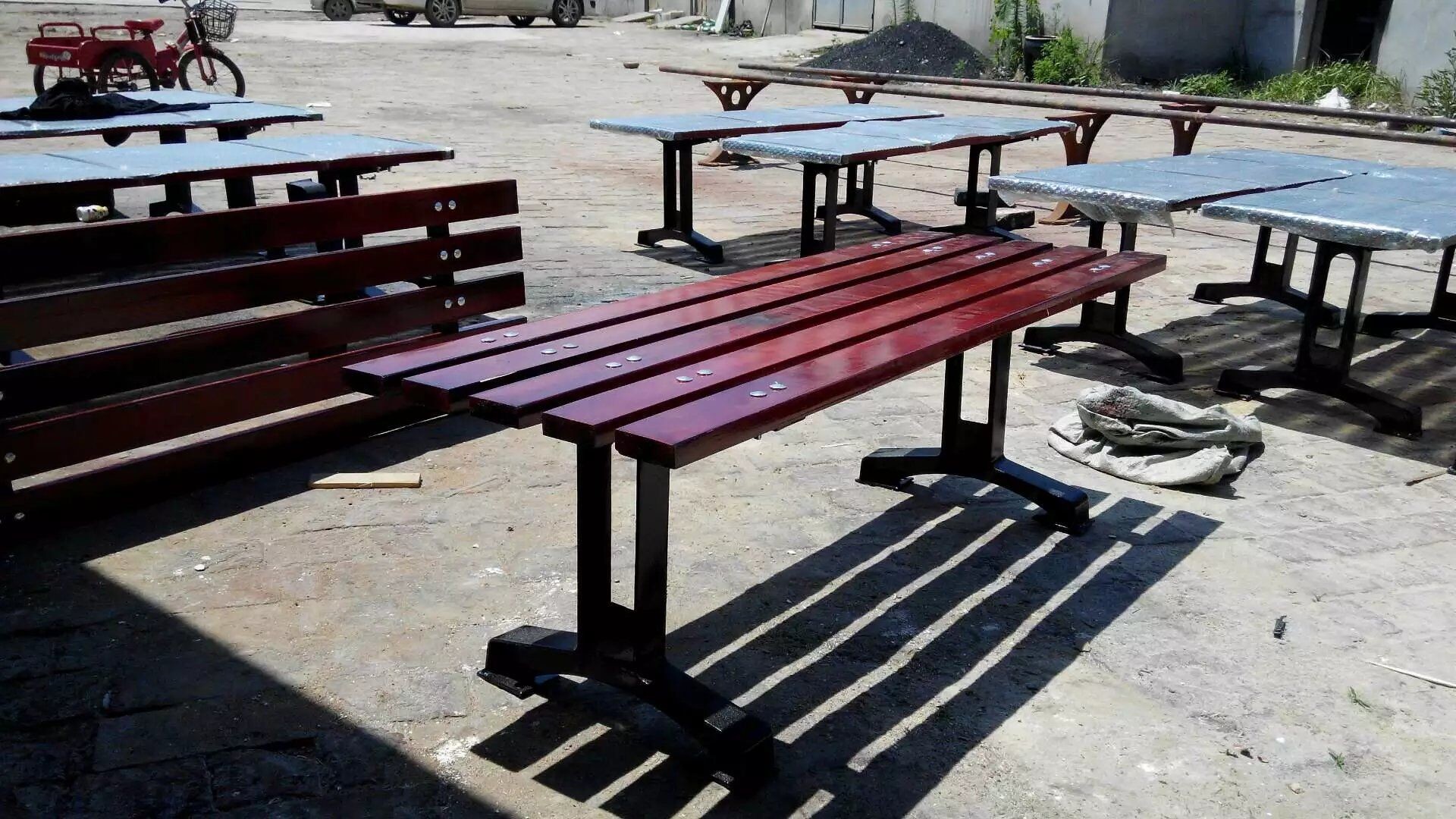 hot sales pretty park long chair with steel bordery YGPC-033TJ