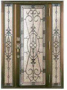 China Wrought Iron Glass Front Door With Iron For Park Antirusting wholesale