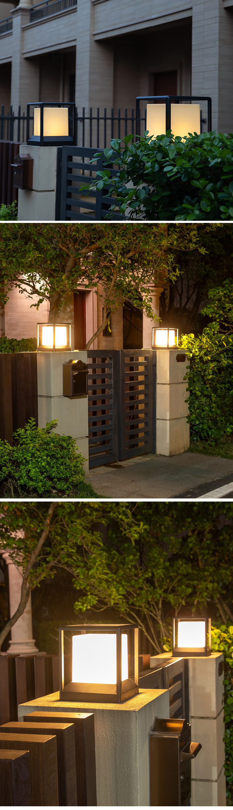 Die Cast Aluminum Solar Pillar Light 5 Watt E27 Base For Outdoor Driveway