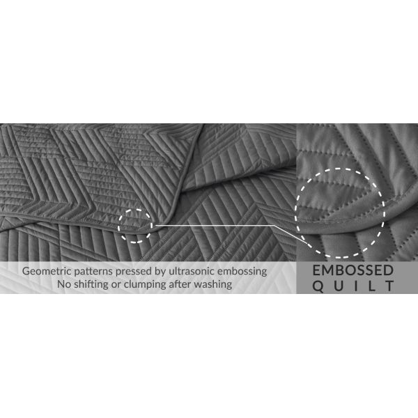3 Pieces Ultrasonic Quilt Bedding Set, Soft Modern Geometric Coverlet Set for All Seasons