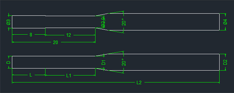 Long neck end mill from tungsten carbide