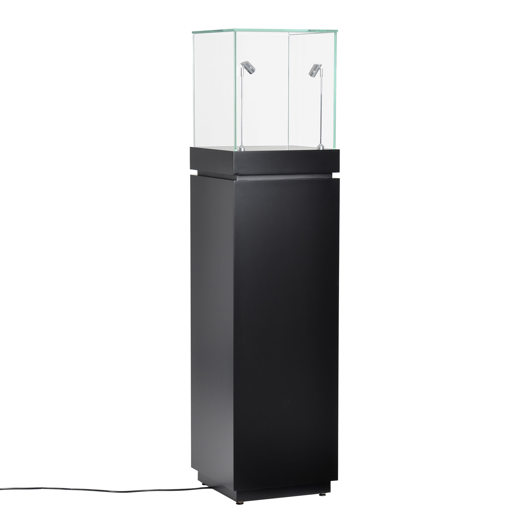 16" Jewelry Pedestal Display Case Pedestal Display Cabinet Locking Drawer LED Spotlights
