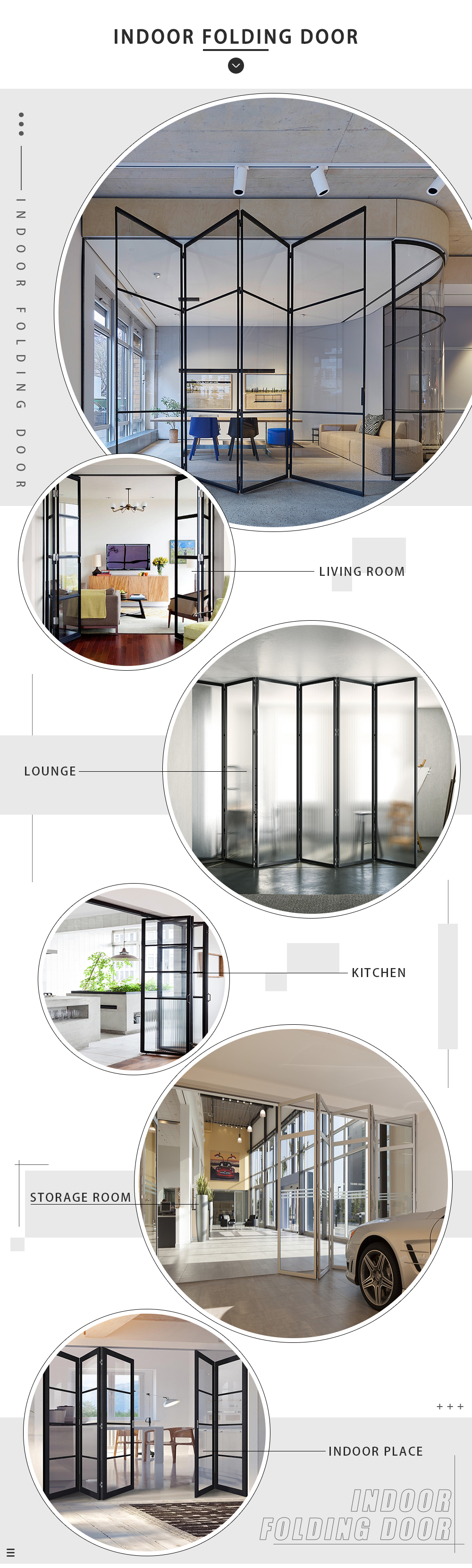 Aluminium Windproof Folding Glass Door For Apartment With Double Glazed Glass