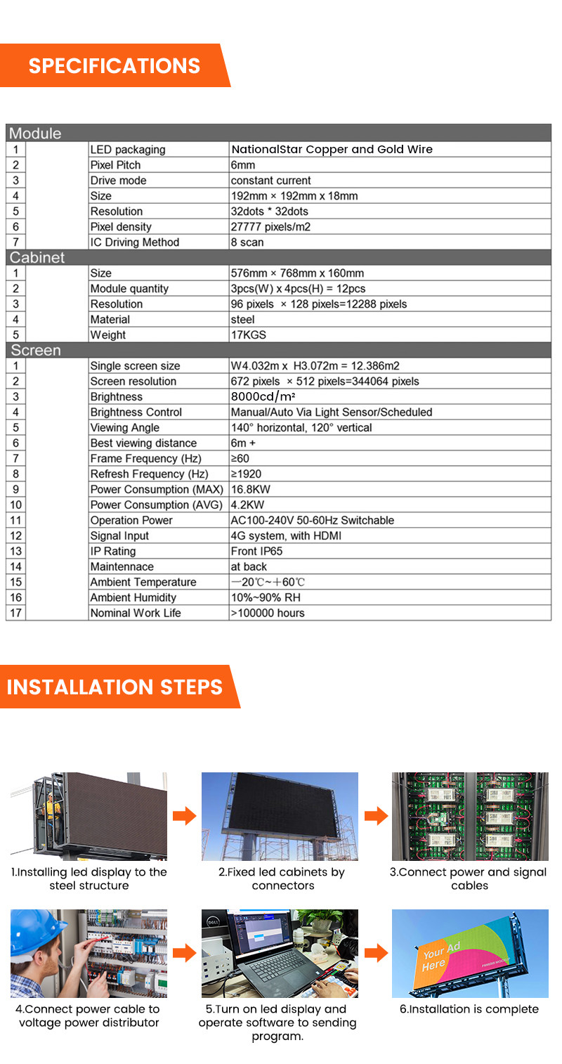 Custom high end design 8000nits steel p6 waterproof IP65 digital outdoor led billboard for advertising