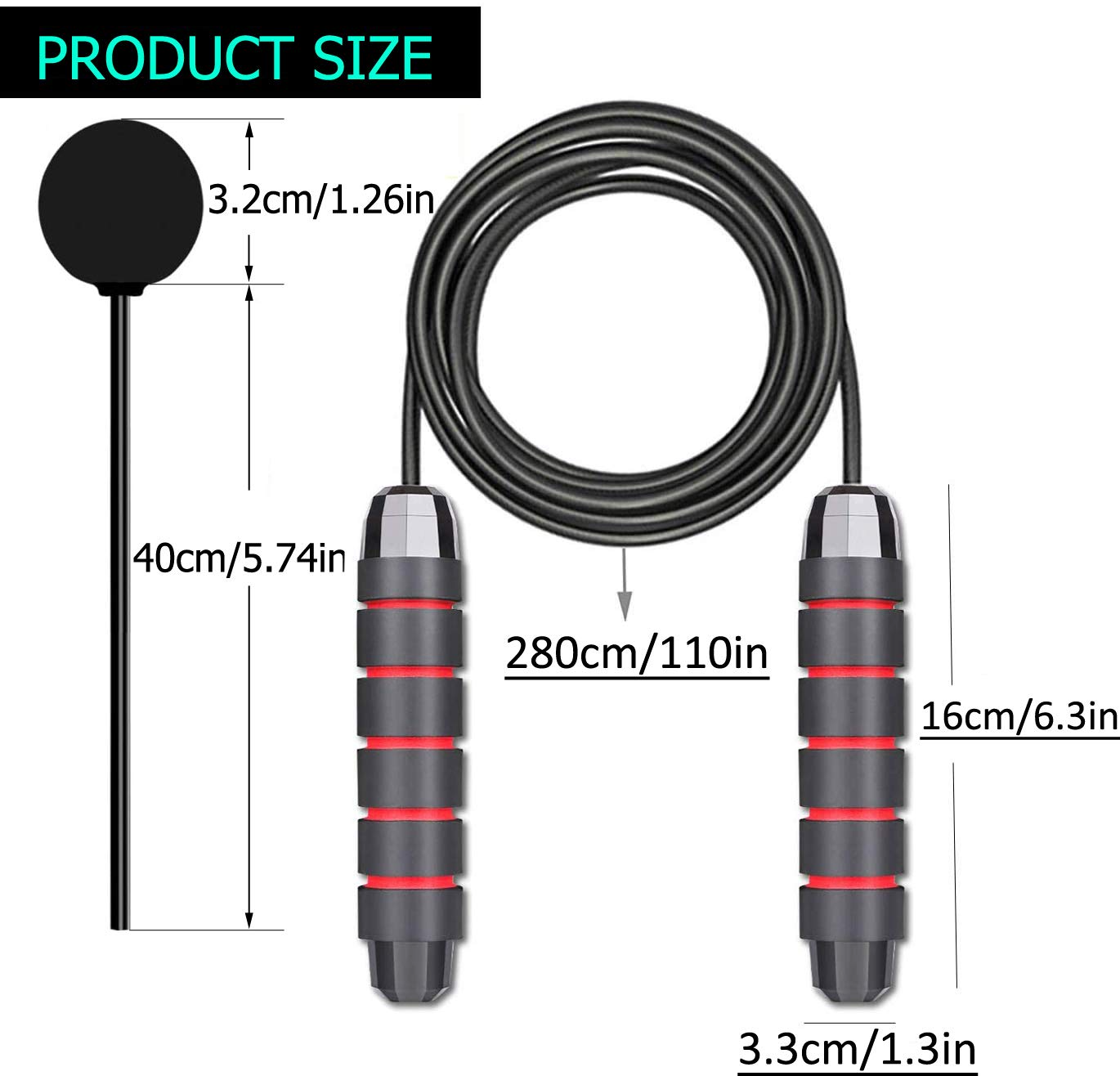 Durable 5.7 Inch Digital Ropeless Jump Rope Wireless Unisex