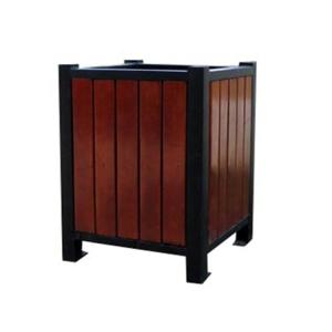 China Unique Square Garden Wood Planter With Metal Frame Weather Resistant wholesale