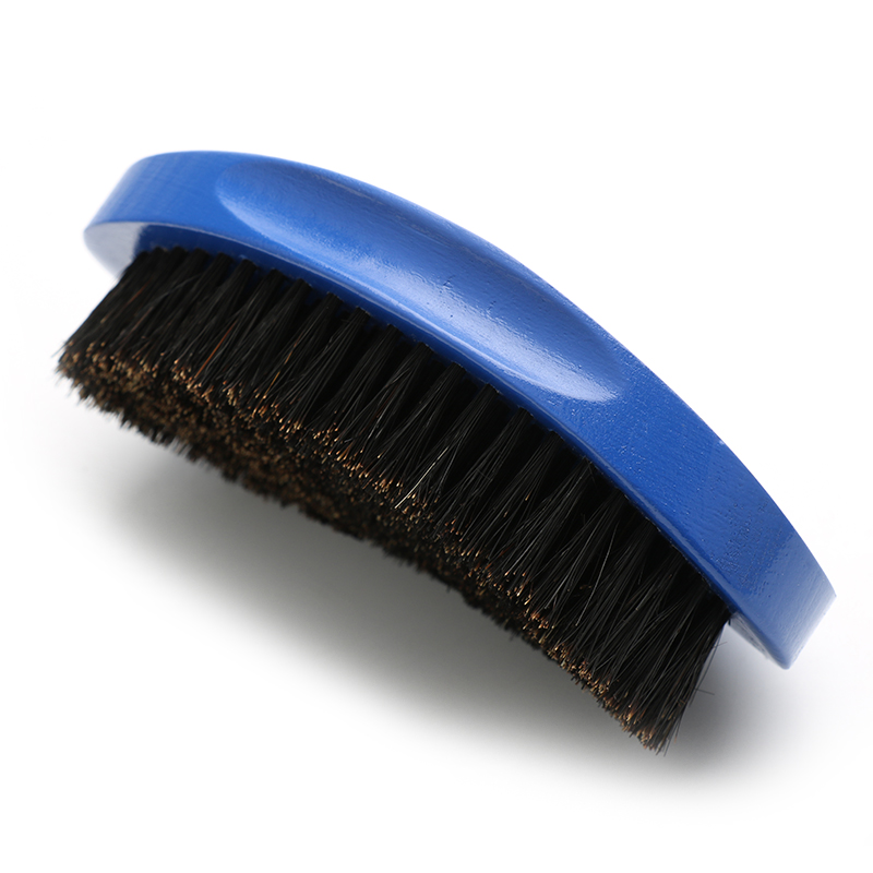 Custom Blue Bent Wave Brush Curve For 360 Soft Boar Bristle For Hair Growth Style