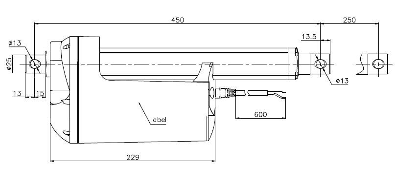 Electric actuator linear with 40 inches stroke 12v dc motor, IP66