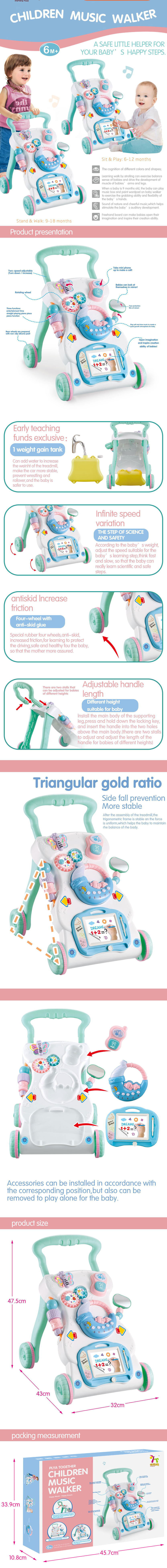 Pull Wheels Sit Stand Early Push Toys Walking Activity Center for Toddler Baby Walker