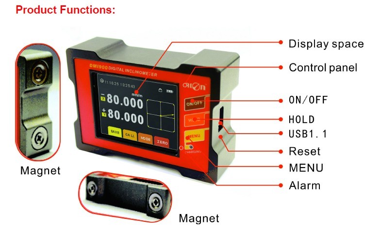 Auto Angle High Accuracy Digital Inclinometer Data Store Industry Grade