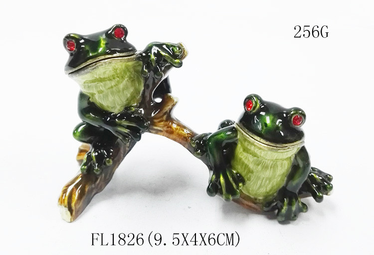 Cute frog metal rhinestone box wholesale frog jewelry boxes custom jewelry boxes