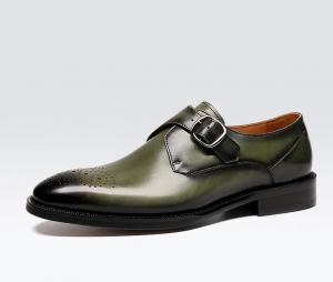 China Oxford Leather Mens Buckle Dress Shoes green / Black Gentleman Dress Shoes on sale