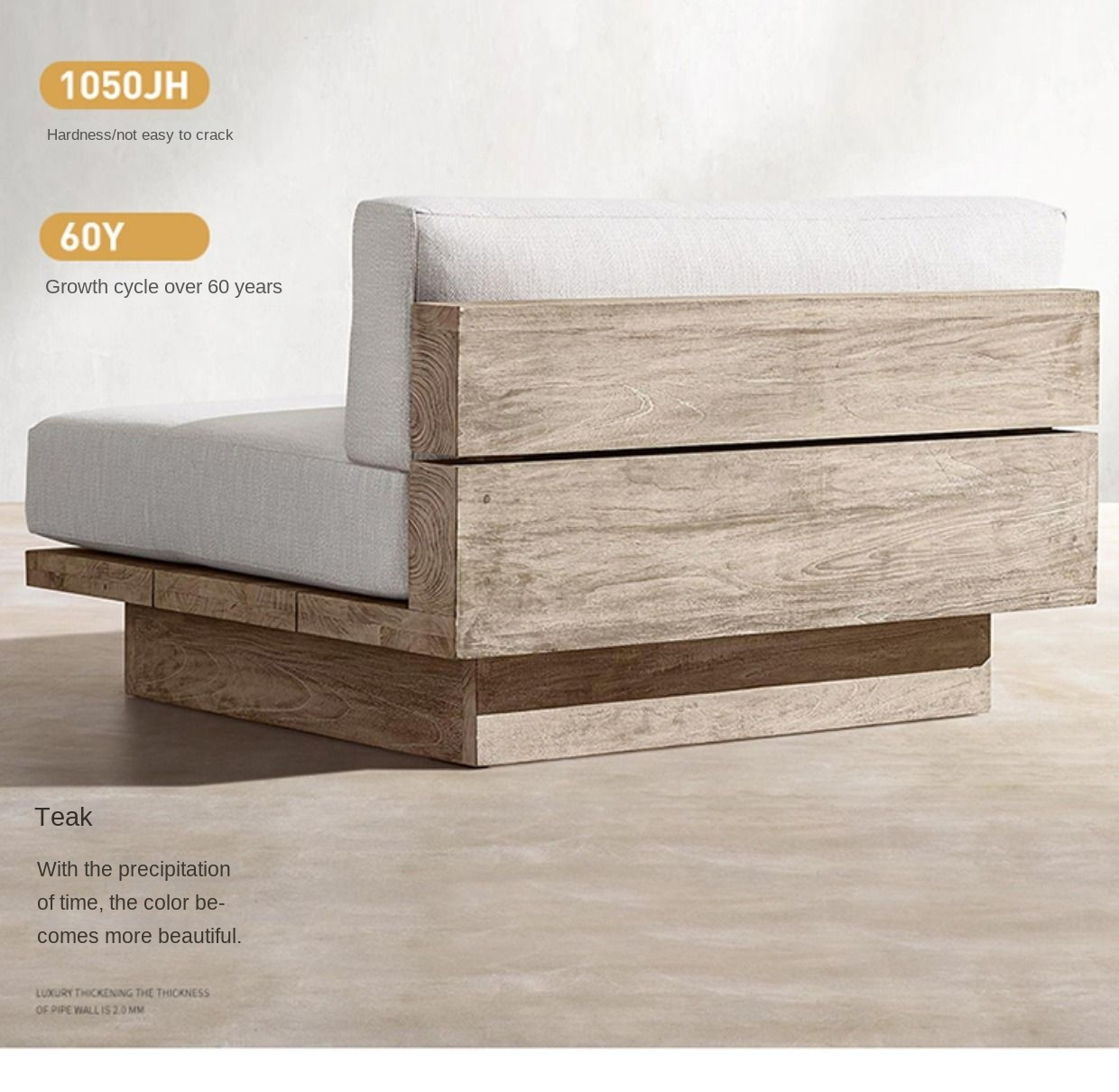 Solid Teak Wood Garden Sofa Set Outdoor Modular Lounge With High Rebound Sponge Cushion