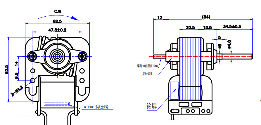 Zhaoli Cooling Fan Motor 2400 RPM 120V 1 Phase Asynchronous Motor