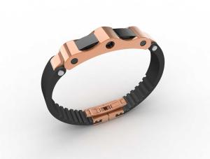China Top Quality Europe Fashion Stainless Steel Genuine Leather Silicone Bangle Bracelet ADB128 wholesale