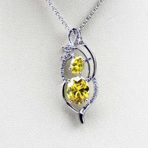 China Sterling Silver Yellow Citrine Cubic Zircon Pendant Necklace (PSJ0383) wholesale