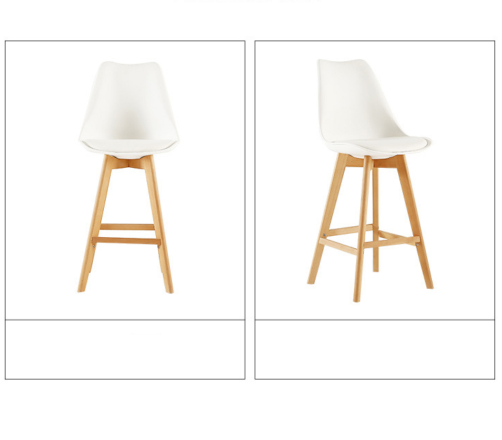 Coffee Shop Bar Furniture High Chair Solid Wood Bar Stool with Leather Function Japanese Style