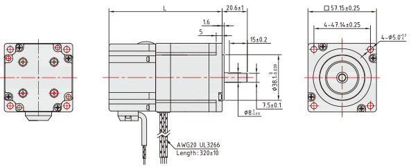 1.3N.m 57mm Nema 23 Two Phase Brake Stepper Motor