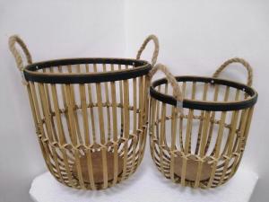 China Brown Round Vintage Bamboo Basket Set wholesale