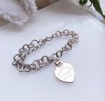 Womens Chain 925 Sterling Silver Bracelet Bangle Heart Charm Fine Jewelry